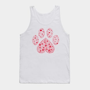 Red Animal Paw with Hearts Tank Top